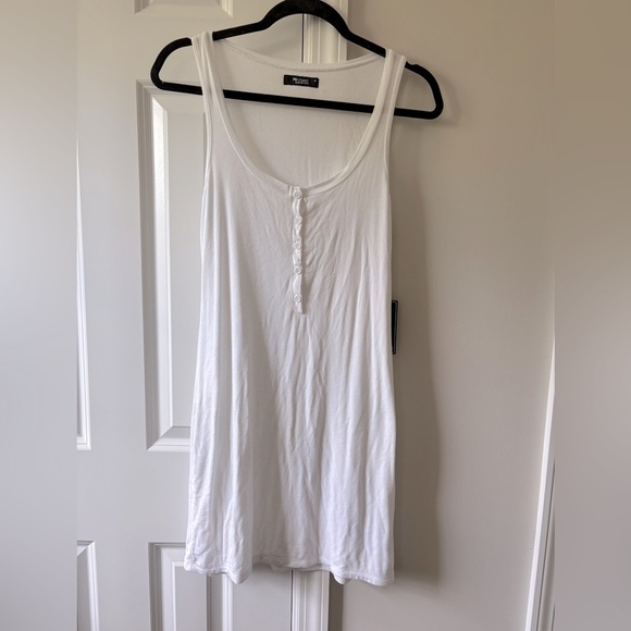 Michael Lauren Runner Tank Dress White Mini Ribbed Mini Casual M NWT $88 - Picture 4 of 11